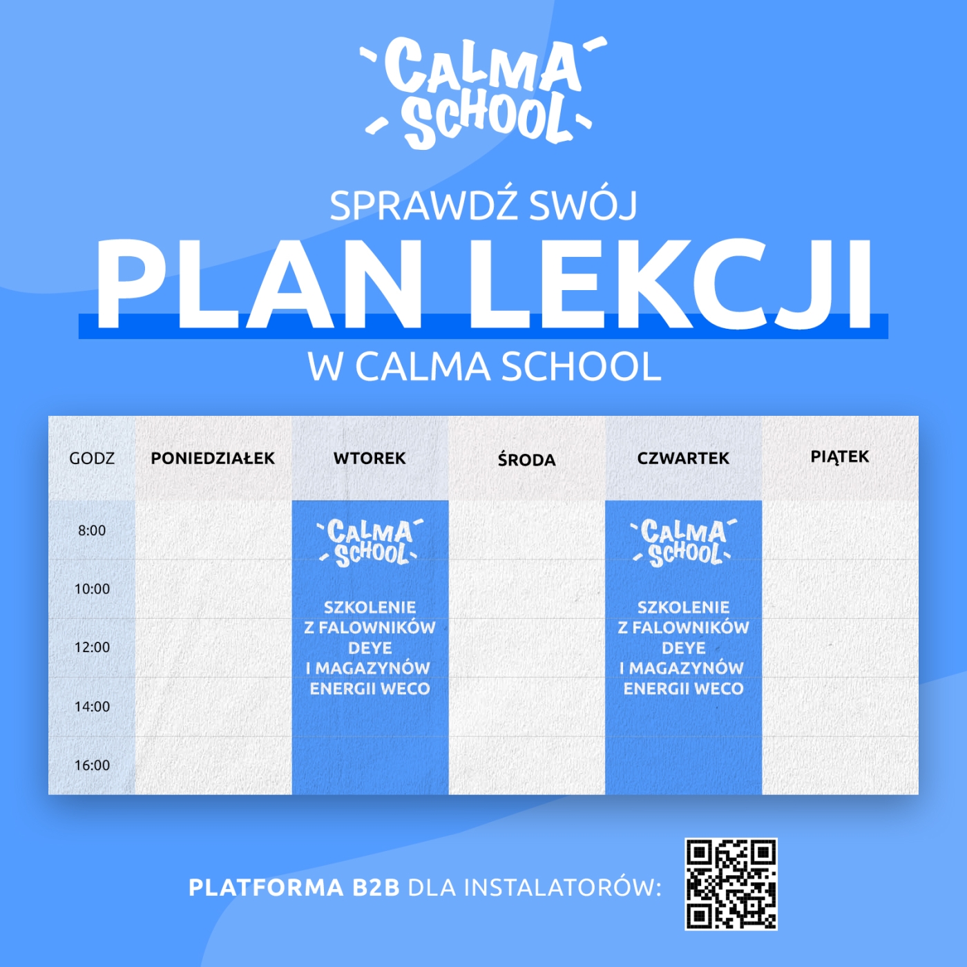 Calma School plan lekcji