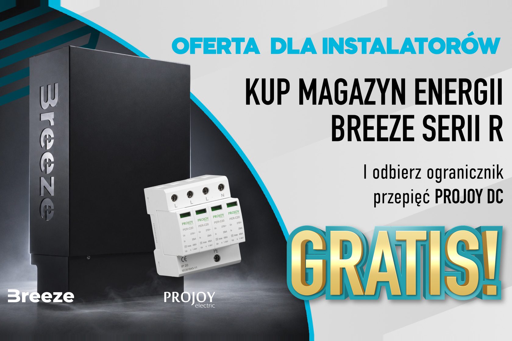 Breeze Energiespeicher der Serie R mit kostenlosem ProJoy DC Überspannungsschutz. Einfache Aktion für Installateure